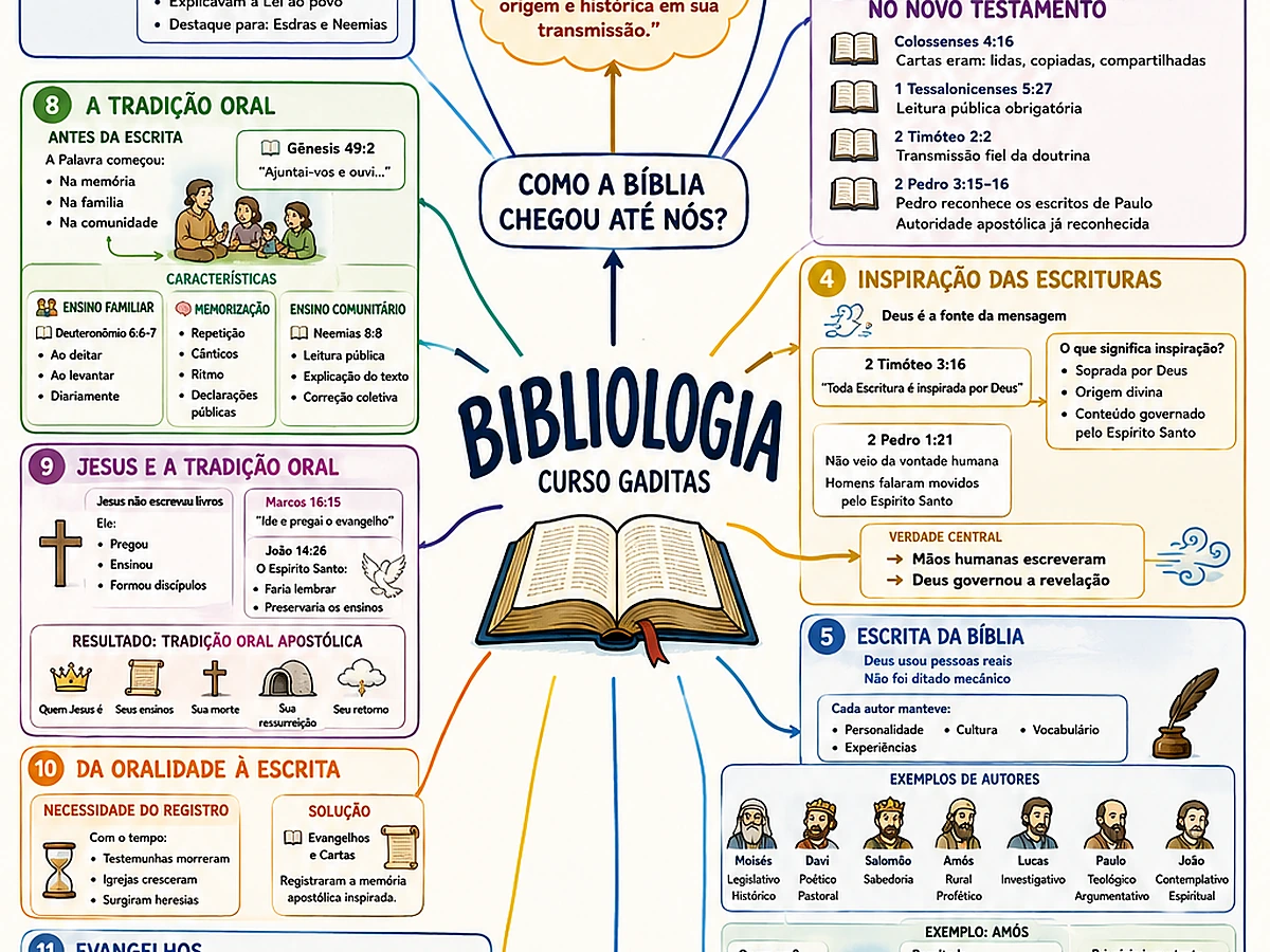 Mapa mental de Bibliologia utilizado como recurso de revisão GADITAS